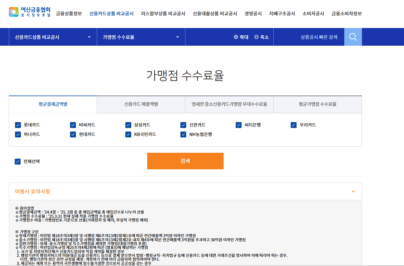신용카드 수수료율
